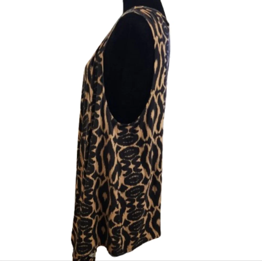 Alona Rose Long Black and Tan Print Vest